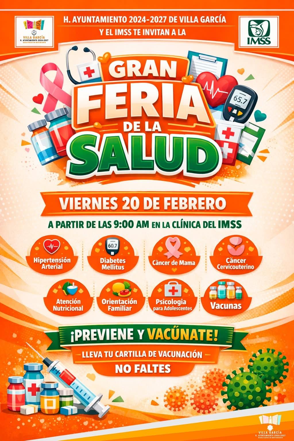 Anuncian feria de salud por alerta epidemiológica en Villa García