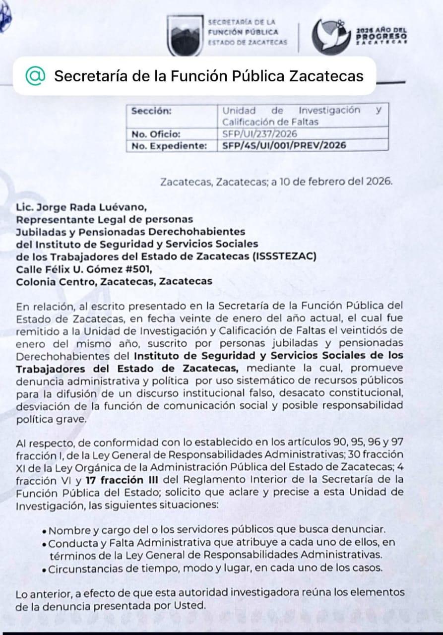 Amplía Jorge Rada denuncia contra Issstezac