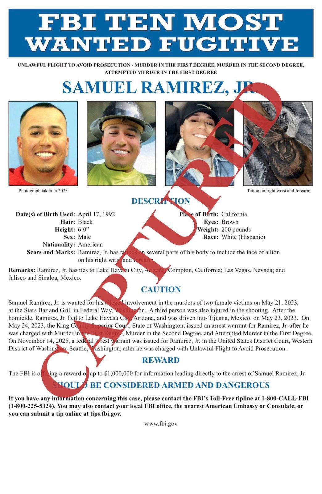 Capturan en Culiacán a Samuel “N”, fugitivo prioritario del FBI