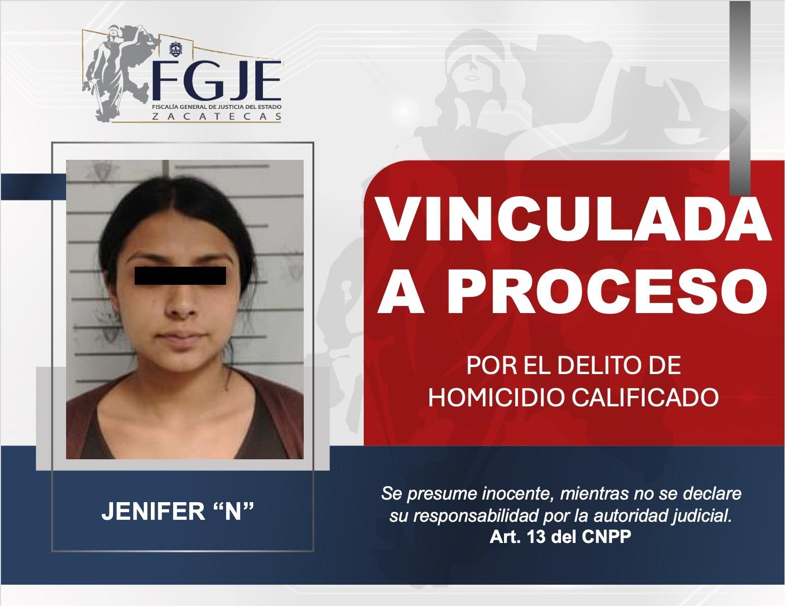 Obtiene Fiscalía vinculación de Jenifer “N” por homicidio calificado