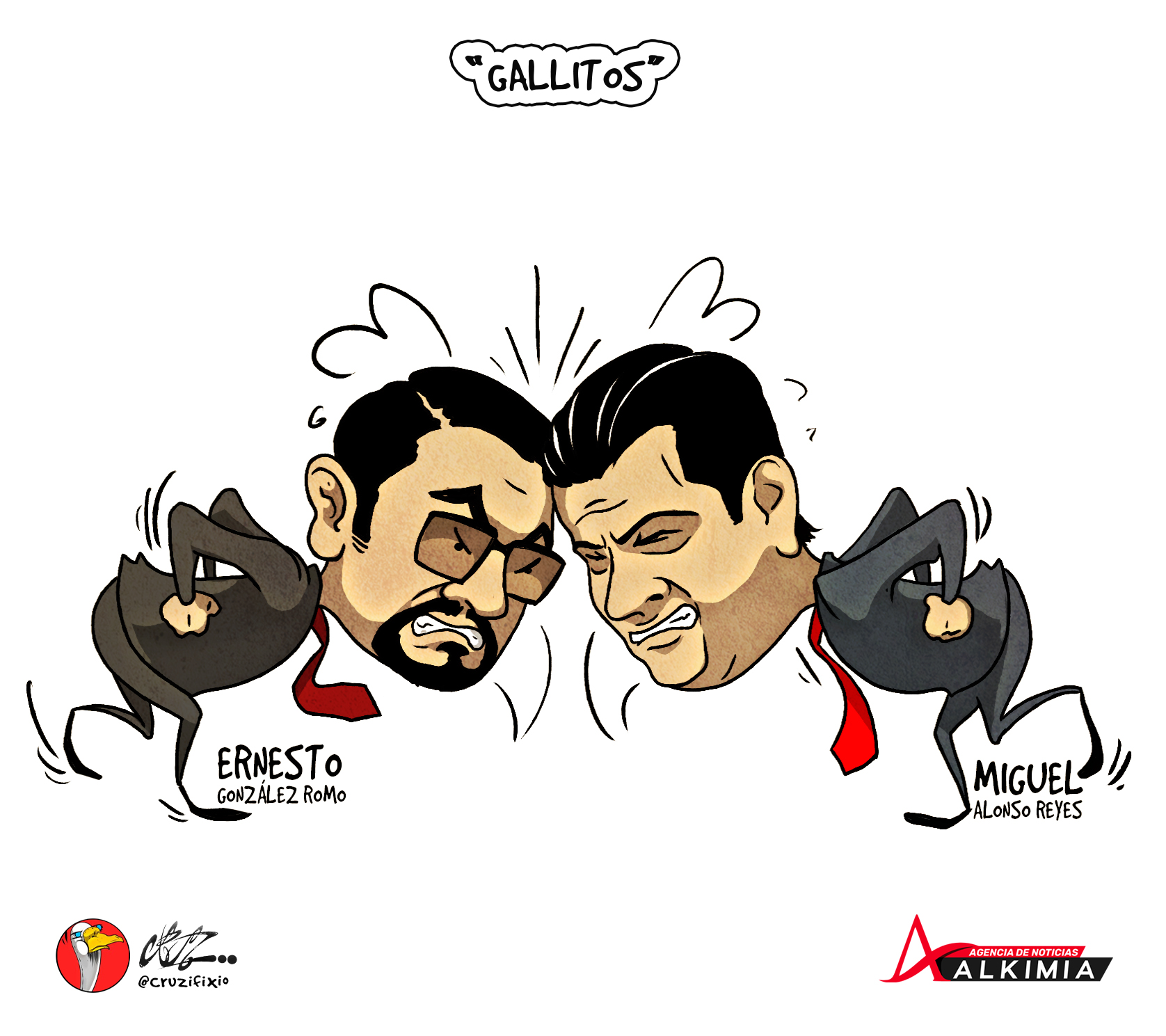 “Ernesto González Romo y Miguel Alonso Reyes se dan otro agarrón”.