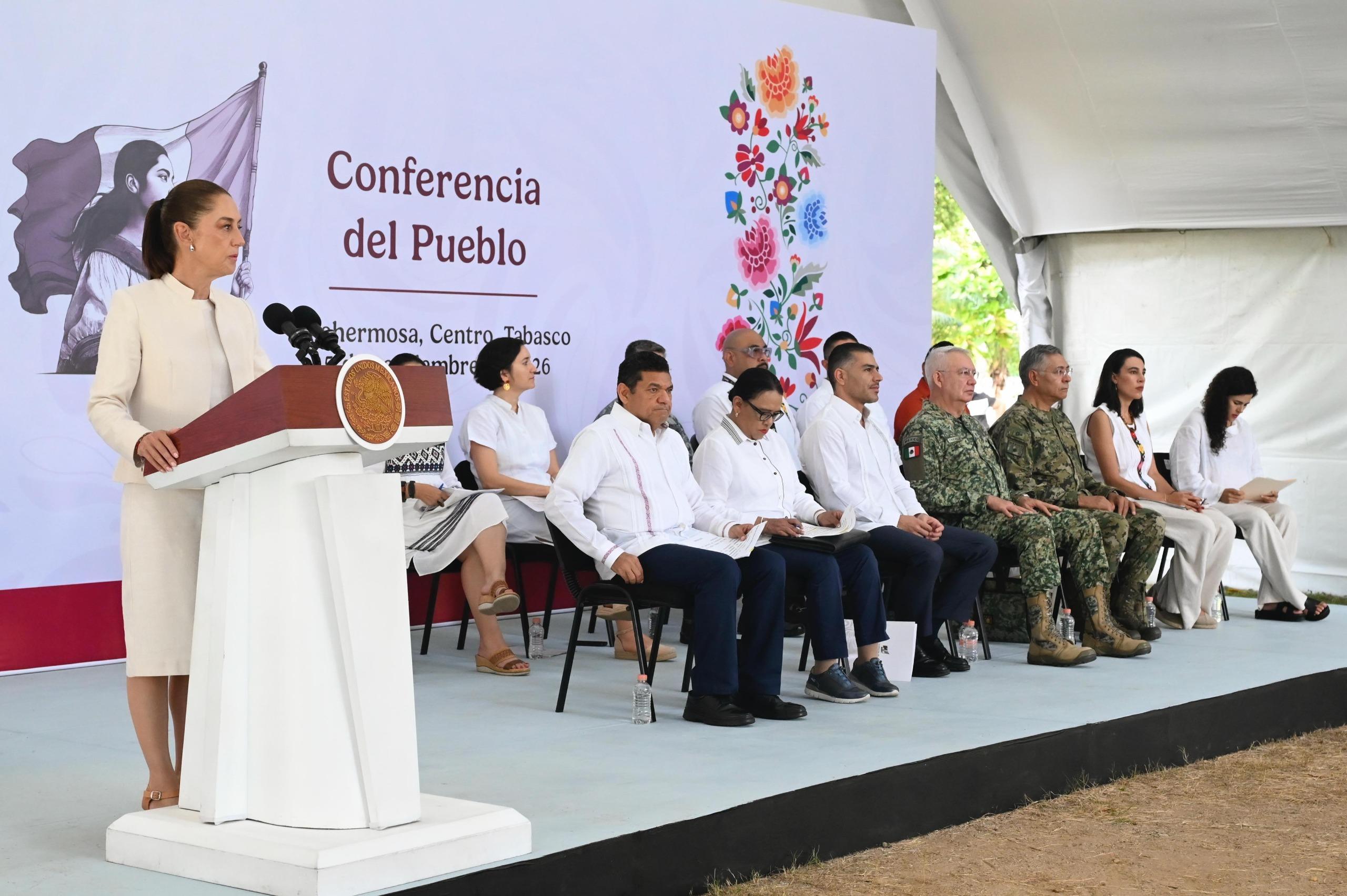 Reporta Claudia Sheinbaum caída del 54 % en homicidios dolosos en Tabasco